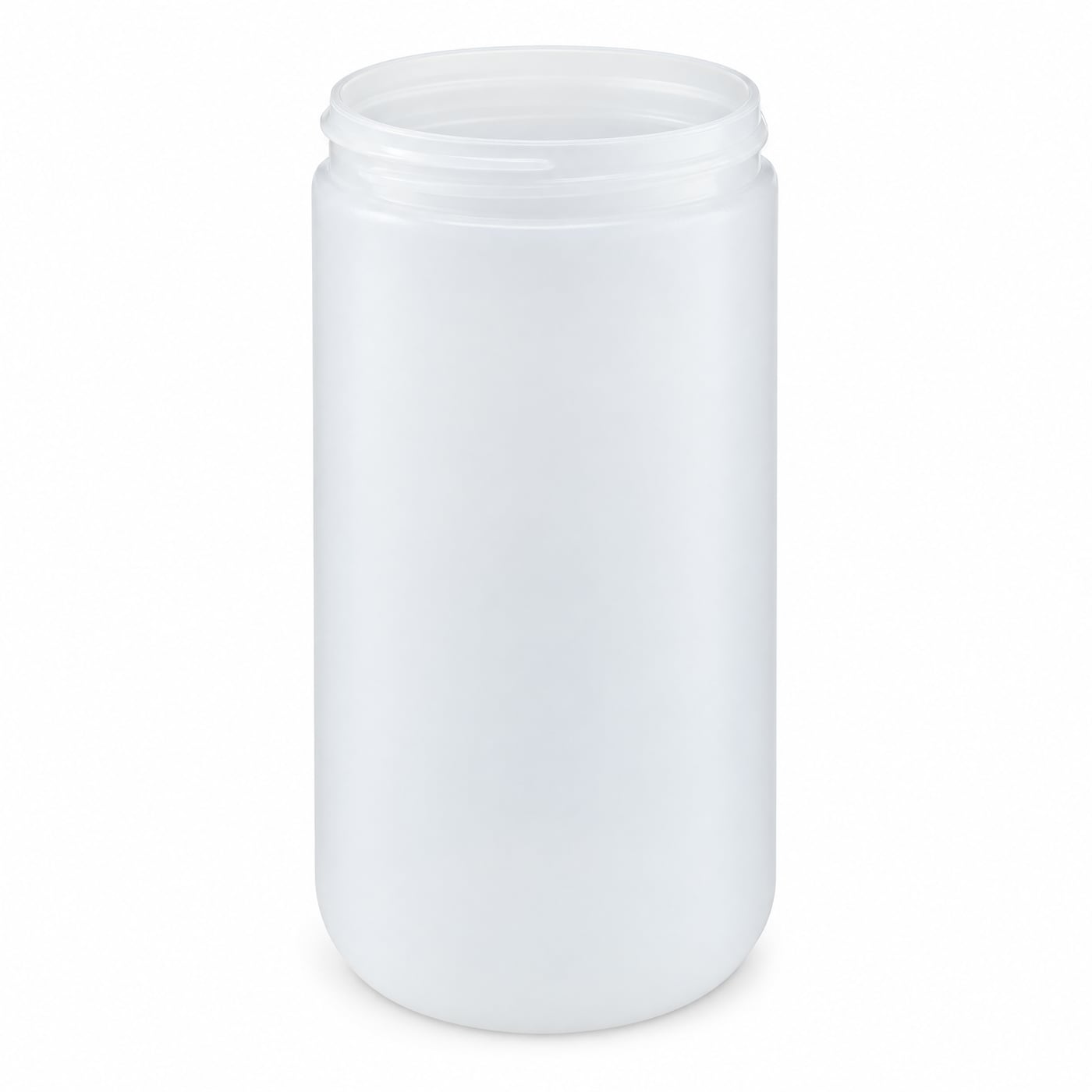 32 oz Natural HDPE Wide-Mouth Jar (89-400) — natural, three-quarter view of the open 89 mm mouth